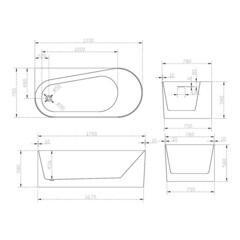 Ванна акриловая Abber 170х78 см левая с ножками (AB9496-1.7 L) - фото 2
