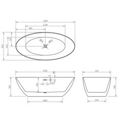 Ванна акриловая Abber 180х85 см отдельностоящая с ножками (AB9374-1.8) - фото 2