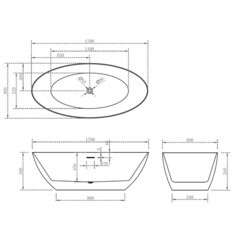 Ванна акриловая Abber 170х80 см отдельностоящая с ножками (AB9374-1.7) - фото 4