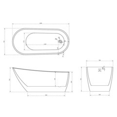 Ванна акриловая Abber 130х70 см отдельностоящая с ножками (AB9353-1.3) - фото 2