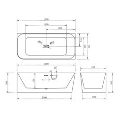 Ванна акриловая Abber 160х75 см правая с ножками (AB9331-1.6 R) - фото 2