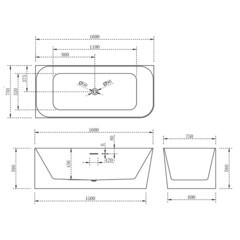 Ванна акриловая Abber 160х75 см левая с ножками (AB9331-1.6 L) - фото 3