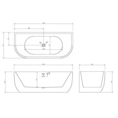 Ванна акриловая Abber 170х75 см с ножками (AB9316) - фото 3