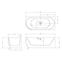 Ванна акриловая Abber 170х75 см правая с ножками (AB9315 R) - фото 2
