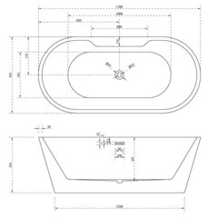 Ванна акриловая Abber 170х80 см отдельностоящая с ножками (AB9299-1.7) - фото 2