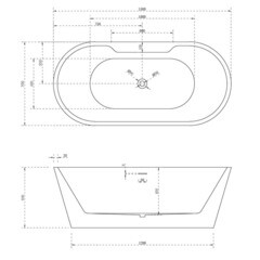 Ванна акриловая Abber 150х70 см отдельностоящая с ножками (AB9299-1.5) - фото 3