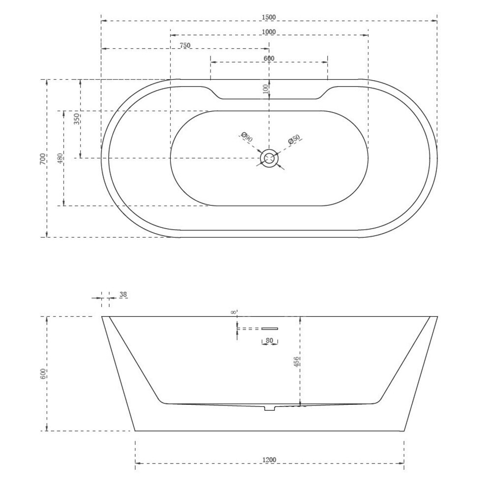

Ванна акриловая Abber 150х70 см отдельностоящая с ножками (AB9299-1.5)