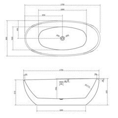 Ванна акриловая Abber 170х80 см отдельностоящая с ножками (AB9285) - фото 3