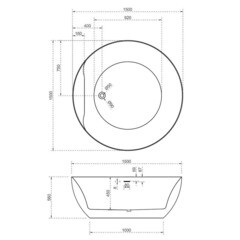 Ванна акриловая Abber 150х150 см отдельностоящая с ножками (AB9280) - фото 3