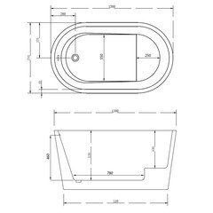 Ванна акриловая Abber 130х75 см отдельностоящая с ножками (AB9277) - фото 2