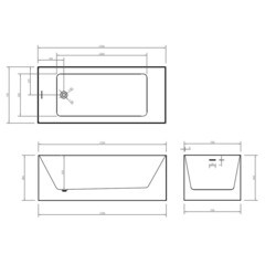 Ванна акриловая Abber 170х75 см отдельностоящая с ножками (AB9274-1.7) - фото 2
