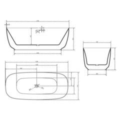 Ванна акриловая Abber 170х75 см отдельностоящая с ножками (AB9260) - фото 3