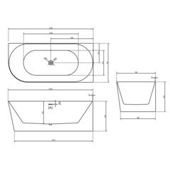 Ванна акриловая Abber 170х78 см правая с ножками (AB9258-1.7 R) - фото 3