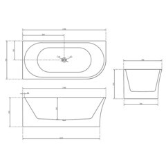 Ванна акриловая Abber 170х78 см левая с ножками (AB9257-1.7 L) - фото 2