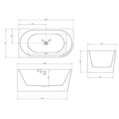 Ванна акриловая Abber 150х78 см левая с ножками (AB9257-1.5 L) - фото 2