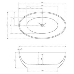 Ванна акриловая Abber 175х100 см отдельностоящая с ножками (AB9249) - фото 2
