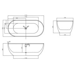 Ванна акриловая Abber 172х79 см отдельностоящая с ножками (AB9241) - фото 2