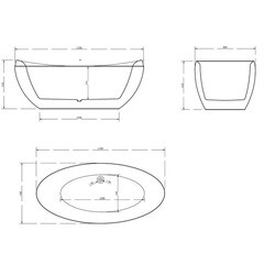 Ванна акриловая Abber 170х80 см отдельностоящая с ножками (AB9236) - фото 2