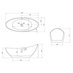 Ванна акриловая Abber 184х79 см отдельностоящая с ножками (AB9233G) - фото 2