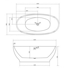 Ванна акриловая Abber 165х80 см отдельностоящая с ножками (AB9207MB) - фото 2
