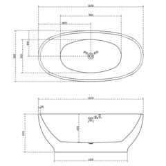 Ванна акриловая Abber 165х80 см отдельностоящая с ножками (AB9207) - фото 2