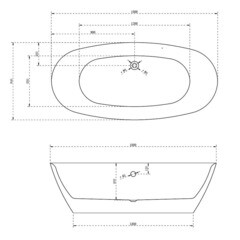 Ванна акриловая Abber 180х84 см отдельностоящая с ножками (AB9205) - фото 2