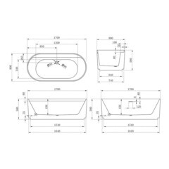 Ванна акриловая Abber 170х80 см отдельностоящая с ножками (AB9444MW) - фото 2