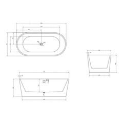 Ванна акриловая Abber 170х80 см отдельностоящая с ножками (AB9209MW) - фото 2