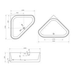 Ванна акриловая Abber 150х150 см с ножками (AB9446MW) - фото 3