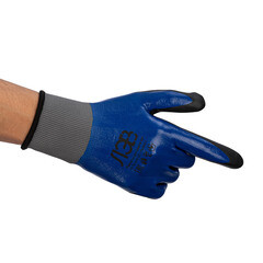 Перчатки полиэстеровые 2 нити с нитриловым обливом водонепроницаемые ЛЭВ черно-синие 10 (L) - фото 2