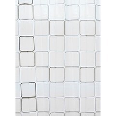 Штора для ванны Delphinium Квадраты 1800х1800 мм ПВХ белая (104155) - фото 1