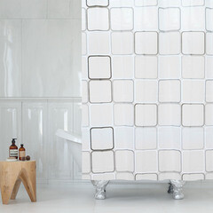 Штора для ванны Delphinium Квадраты 1800х1800 мм ПВХ белая (104155) - фото 2
