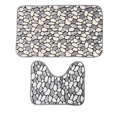 Изображение товара Набор ковриков для ванной и туалета серый 80х50/49х40 Доляна Галька (851410)