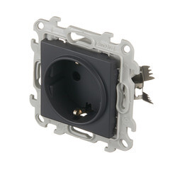 Розетка Simon 24 Harmonie встраиваемая графит со шторками (2420432-038) - фото 4