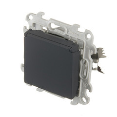 Розетка Simon 24 Harmonie встраиваемая графит со шторками с крышкой (2420448-038) - фото 5