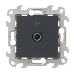 Розетка телевизионная Simon 24 Harmonie встраиваемая графит (2450477-038) - фото 1