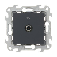 Розетка телевизионная Simon 24 Harmonie встраиваемая графит TV (2450476-038) - фото 1