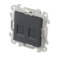 Розетка компьютерная Simon 24 Harmonie встраиваемая графит 2хRJ45 (2450593-038) - фото 4