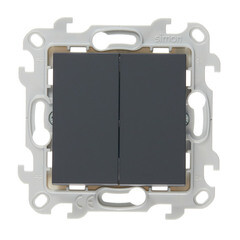 Переключатель Simon 24 Harmonie двухклавишный встраиваемый графит (2410397-038) - фото 1