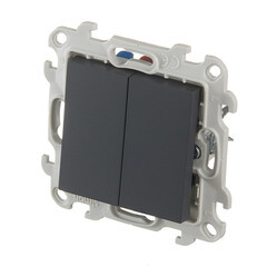 Переключатель Simon 24 Harmonie двухклавишный встраиваемый графит (2410397-038) - фото 4