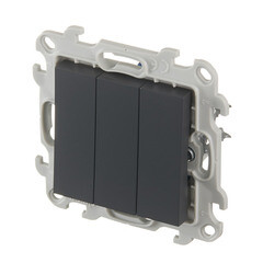 Выключатель Simon 24 Harmonie трехклавишный встраиваемый графит (2450391-038) - фото 4