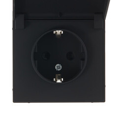 Розетка Systeme Electric ArtGallery встраиваемая карбон со шторками с крышкой (GAL441046) - фото 3