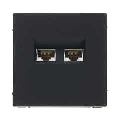 Розетка компьютерная Systeme Electric ArtGallery встраиваемая карбон 2хRJ45 (GAL001088) - фото 1