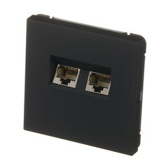 Розетка компьютерная Systeme Electric ArtGallery встраиваемая карбон 2хRJ45 (GAL001088) - фото 4