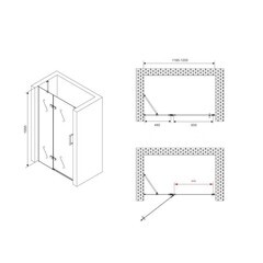 Душевая дверь Abber Zart стекло прозрачное 120х195 см профиль хром 6 мм распашная (AG08120) - фото 2