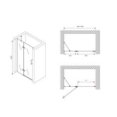 Душевая дверь Abber Zart стекло прозрачное 100х195 см профиль хром 6 мм распашная (AG08100) - фото 2
