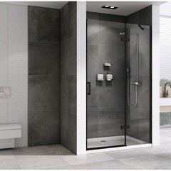 Душевая дверь Abber Zart стекло прозрачное 100х195 см профиль черный 6 мм распашная (AG08100B) - фото 2