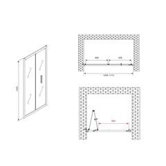 Душевая дверь Abber стекло прозрачное 110х195 см профиль хром 6 мм складная (AG07110) - фото 3