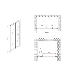 Душевая дверь Abber стекло прозрачное 90х195 см профиль черный 6 мм складная (AG07090B) - фото 2