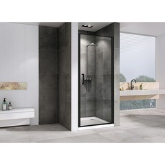 Душевая дверь Abber стекло прозрачное 80х195 см профиль черный 6 мм распашная (AG04080B) - фото 3